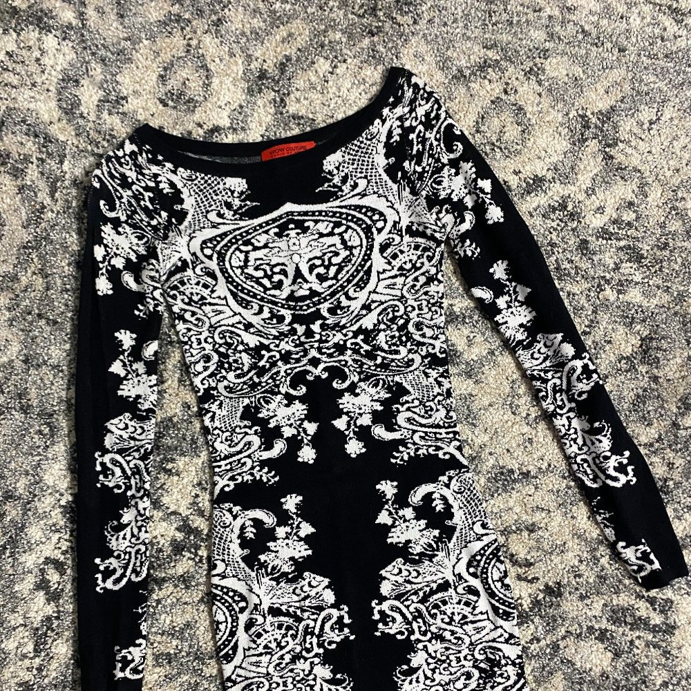 WOW Couture Sweater Dress Filigree Print S